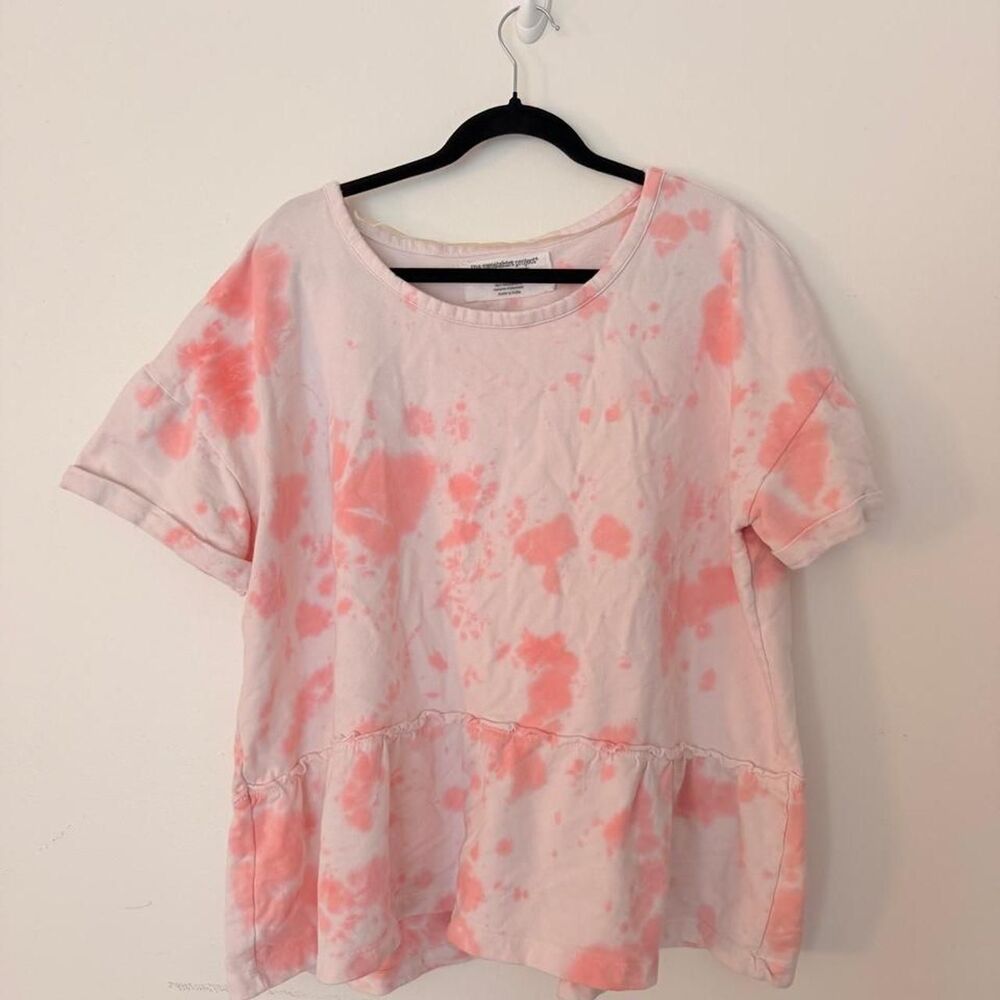 RETRO The Sweatshirt Project pink tie dye peplum tee, Size XL 🌸
